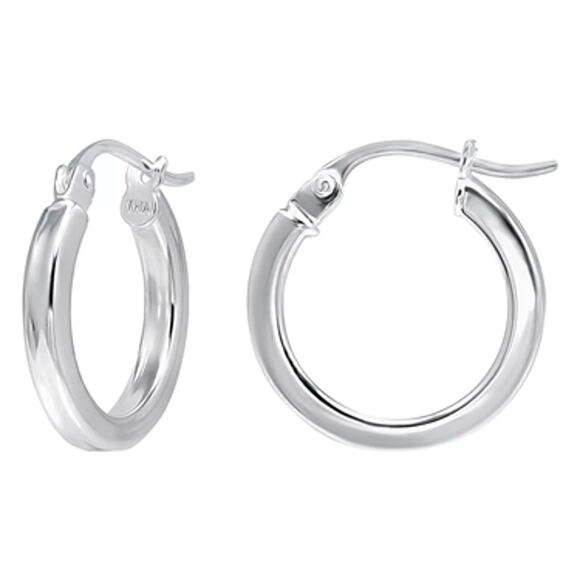 Aleure Precioso  925  Sterling Silver   Square Tube Hoop Earrings  1 inch - Picture 1 of 2